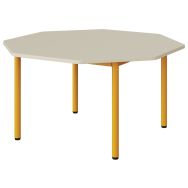 Table maternelle Atlas plateau stratifié beige chant ABS octo 120 cm T3 jaune