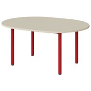 Table maternelle Atlas plateau stratifié beige chant ABS ovale 120x90 T2 rouge