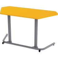 Table mobile Nomade plateau rabattable grand trapèze 60° mélaminé T6 Jaune