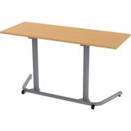 Table mobile Nomade rabattable rectangulaire 130x50 cm stratifié T7 Hêtre
