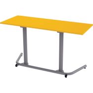 Table mobile Nomade rectangulaire 130x50 cm mélaminé T6 Jaune