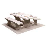 Table multi jeux et banc béton : échec - dames - chevaux