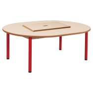 Table ovale Chloé plat.beige, bac + couvercle piét.rouge  Ral 3000 T3