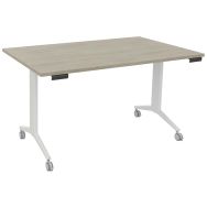 Table plateau pivotant Avel 140x80 coloris chêne gris pieds blancs
