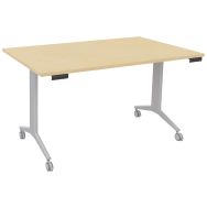 Table plateau pivotant Avel 140x80 coloris hêtre pieds alu