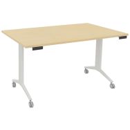 Table plateau pivotant Avel 140x80 coloris hêtre pieds blancs