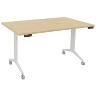 Table plateau pivotant Avel 160x80 coloris chêne clair pieds blancs
