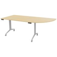 Table plateau pivotant Avel 200x80 angle intégré à droite hêtre pieds alu