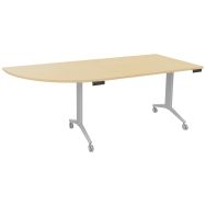Table plateau pivotant Avel 200x80 angle intégré à gauche hêtre pieds alu