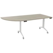 Table plateau pivotant Avel 200x80 angle intégré gauche chêne gris pieds blancs