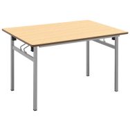 Table pliante 4 pieds 180 x 80 cm T6 stratifié ABS hêtre 350/alu 9006