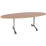 Table pliante Axe ovale 200x90 cm coloris hêtre/aluminium