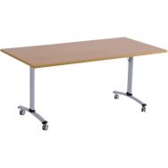 Table pliante Axe rectangulaire 160x80 cm coloris hêtre/aluminium