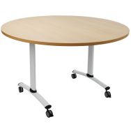Table pliante Axe ronde Ø 120 cm coloris hêtre/blanc