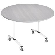 Table pliante Axe stratifiée ronde Ø 120cm Gris/blanc