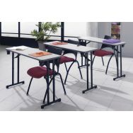 Table pliante Ideal piètement droit chants ABS 120 x 40 cm coloris hêtre/noir