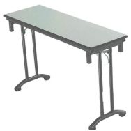 Table pliante Lyra chants surmoulés 120x80cm piètement coloris gris alu