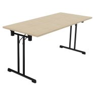 Table pliante Solution 160x70 pied noir plateau Chêne fil