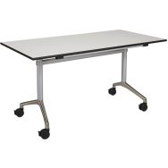 Table rabattable Alufloop T6, 140 x 70 cm, plateau blanc, chants noirs,