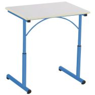 Table réglable Atlas II, plateau 70x50 beige, chants surmoulés, piétement bleu