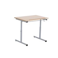 Table réglable Atlas pour handicapé plateau fixe 90 x 65 cm, piètement gris