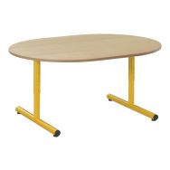 Table réglable Chloé, Ovale, Plateau hêtre, Piètement jaune RAL 1023