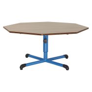 Table réglable Chloé octog. pied central, plateau hêtre - Mobidecor