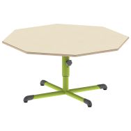 Table réglable Chloé octogonale pied central plateau beige - Mobidecor