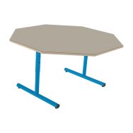 Table réglable Chloé octogonale, plateau beige dégagement latéral bleu RAL 5015