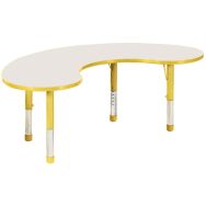Table réglable Clémence 1/4 de lune 154 x 84 cm Jaune/blanc