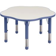 Table réglable Clémence Fleur Ø 90 cm Bleu/blanc