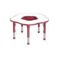 Table réglable Clémence Fleur + bac Ø 90 cm Rouge/blanc