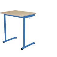 Table réglable Récré - plateau 70 x 50 cm - chants plaqués - Piétement bleu