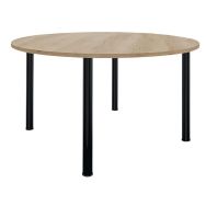 Table réunion 4 pieds métal Ø 120 cm chêne vieilli/noir