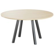 Table réunion Evan Ø 140 cm pied noir plateau chêne clair