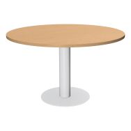 Table réunion Lounge pied central Ø 120 cm Hêtre/blanc