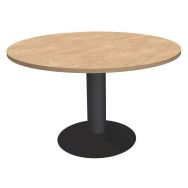 Table réunion Lounge pied central Ø 120 cm chêne clair/carbone