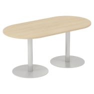 Table réunion oblong Lila 2PCron 180x80 cm chêne clair/alu