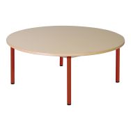 Table ronde 4 pieds Chloé plateau beige piétement rouge  Ral 3000 T3