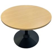 Table ronde de réunion - Couleur bois - Base noire