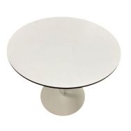 Table ronde de r&eacute;union blanche - m&eacute;tal