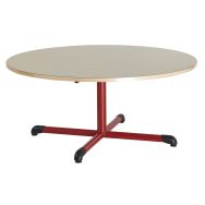 Table ronde pied central Chloé plateau beige piét.rouge  Ral 3000 T3