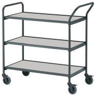 Table roulante noire - 3 plateaux - Capacité 150 kg