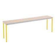 Table scolaire Basic 220 x 40 cm plateau hêtre, piètement jaune