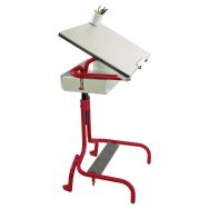 Table scolaire HERGON + avec roulettes avec casier T5àT7 rouge