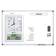 Tableau blanc mémo avec horloge intégrée