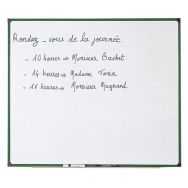 Tableau blanc semi-brillant - 64 x 47 cm - 4 A4 - cadre aluminum vert