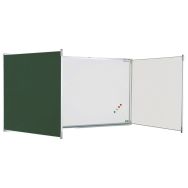 Tableau triptyque émaillé intérieur blanc, cadrealu strié naturel- 1,20 x 2 m