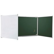 Tableau triptyque émaillé intérieur vert, cadre alu strié naturel- 1 x 2 m