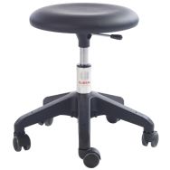 Tabouret Béta assise noire pied plastique noir avec roulettes